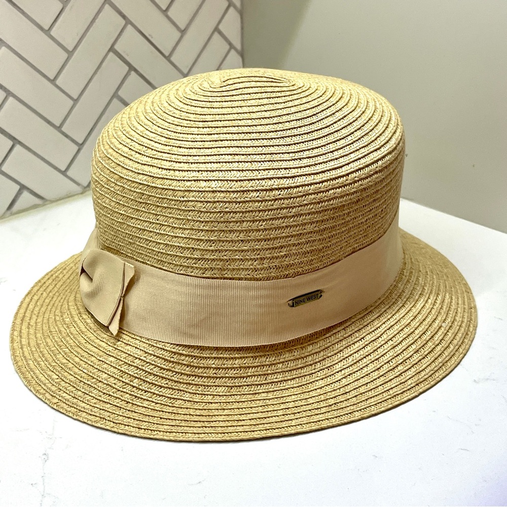 Nine West Tan Straw Hat with Bow Accent - Picture 4 of 8